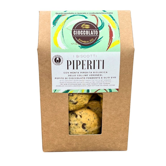 PIPERITI - Biscotti alla menta piperita e cioccolato con olio extra vergine di oliva senza burro e senza lattosio