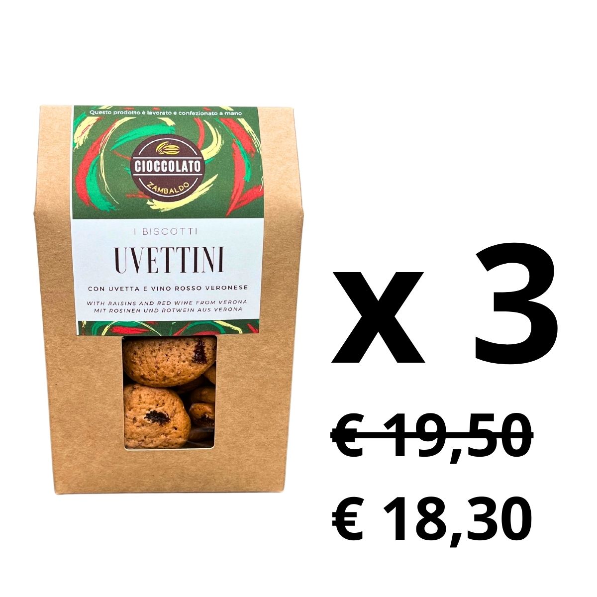 UVETTINI - Biscotti al vino rosso di Verona e uvetta