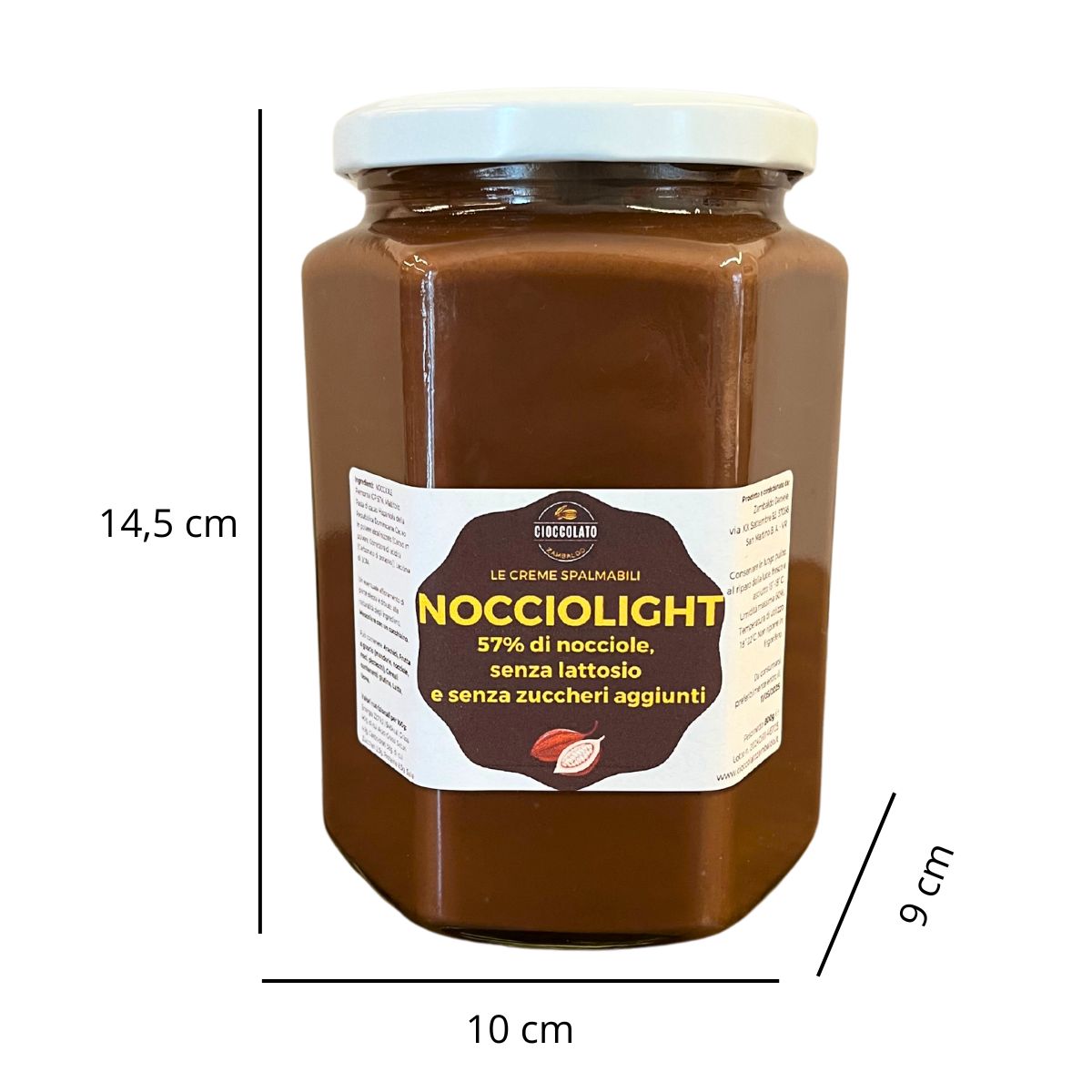 NOCCIOLIGHT - Crema spalmabile alle Nocciole Piemonte IGP  - senza LATTOSIO e senza ZUCCHERI aggiunti