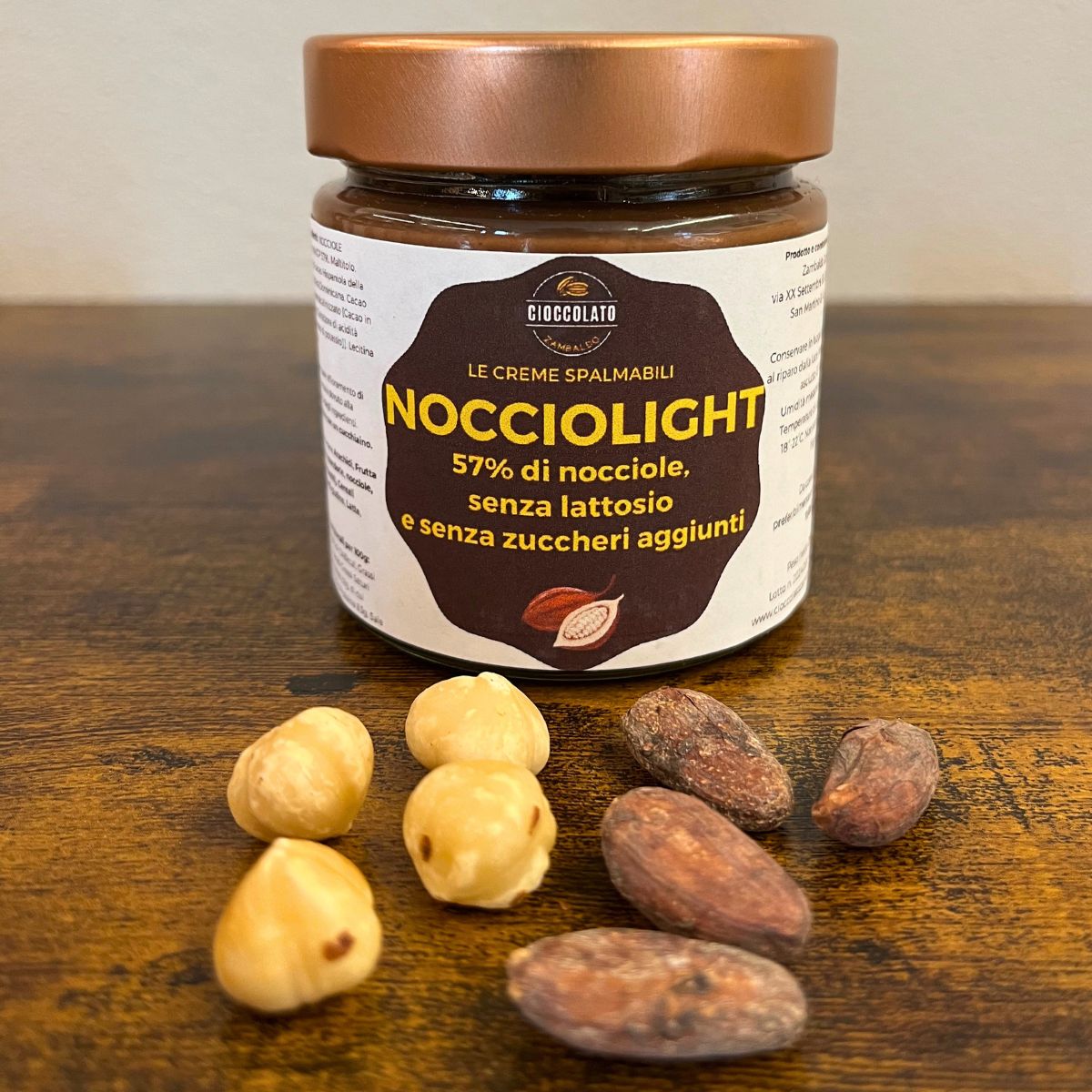 NOCCIOLIGHT - Crema spalmabile alle Nocciole Piemonte IGP  - senza LATTOSIO e senza ZUCCHERI aggiunti