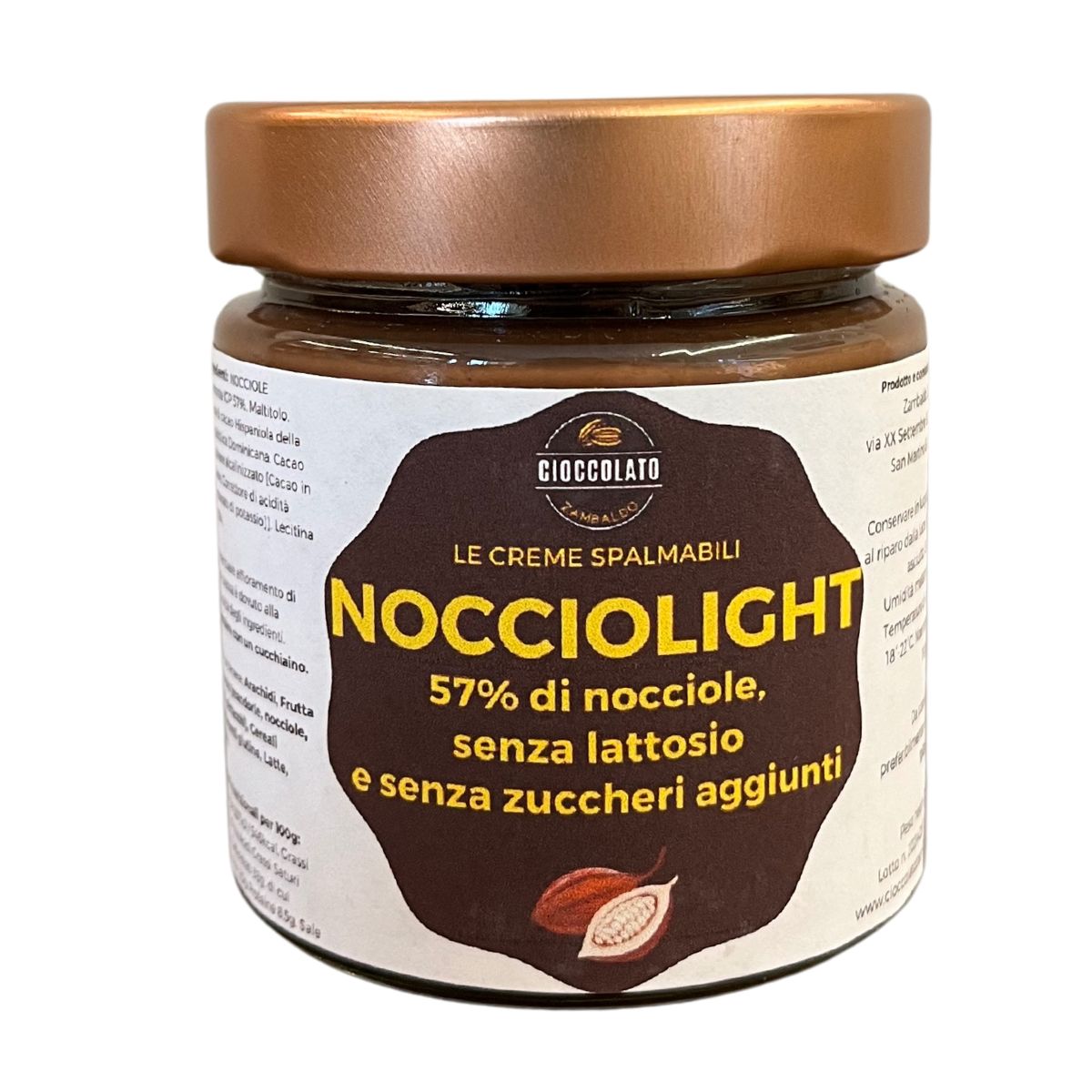 NOCCIOLIGHT - Crema spalmabile alle Nocciole Piemonte IGP  - senza LATTOSIO e senza ZUCCHERI aggiunti