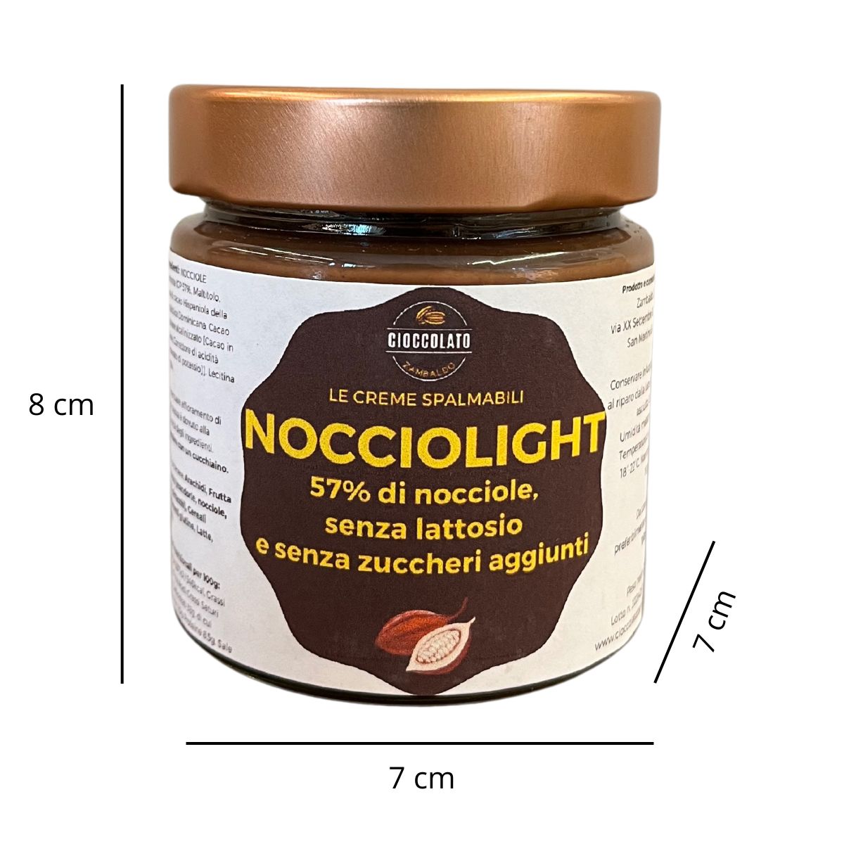 NOCCIOLIGHT - Crema spalmabile alle Nocciole Piemonte IGP  - senza LATTOSIO e senza ZUCCHERI aggiunti