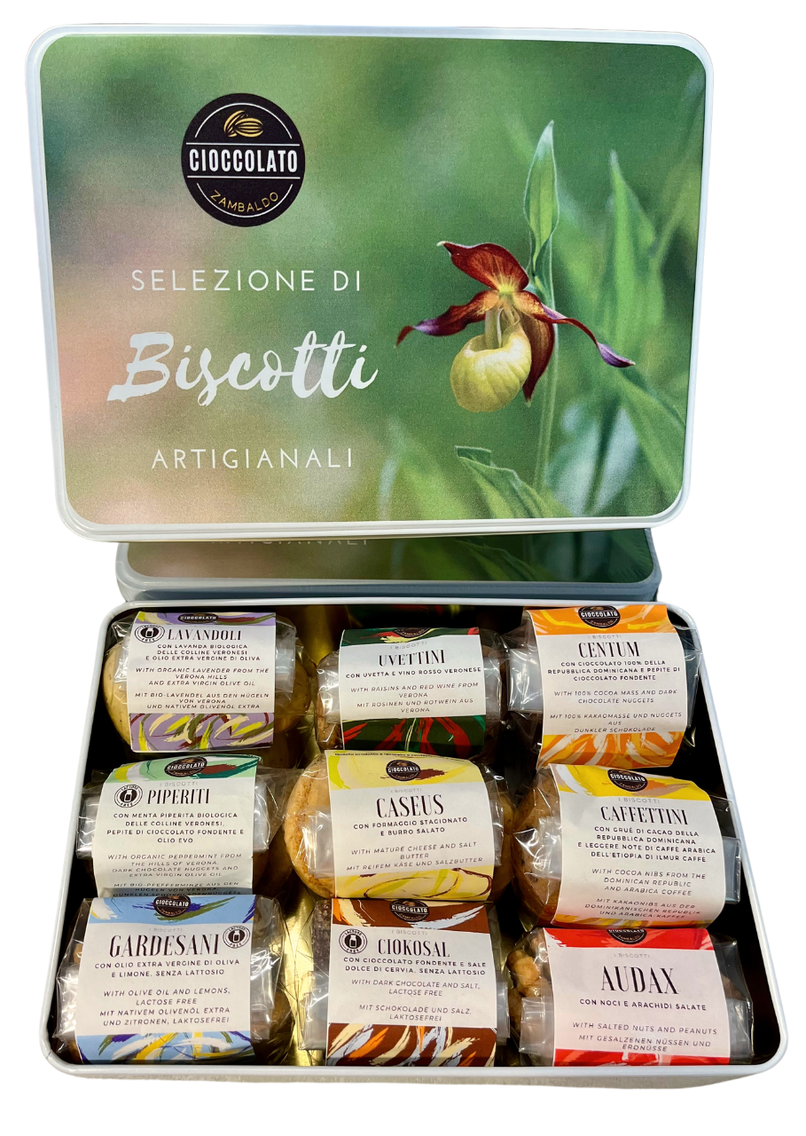 SELEZIONE DI BISCOTTI ARTIGIANALI - Scatola di latta in edizione limitata (solo 64 pezzi) con 9 biscotti di nostra produzione