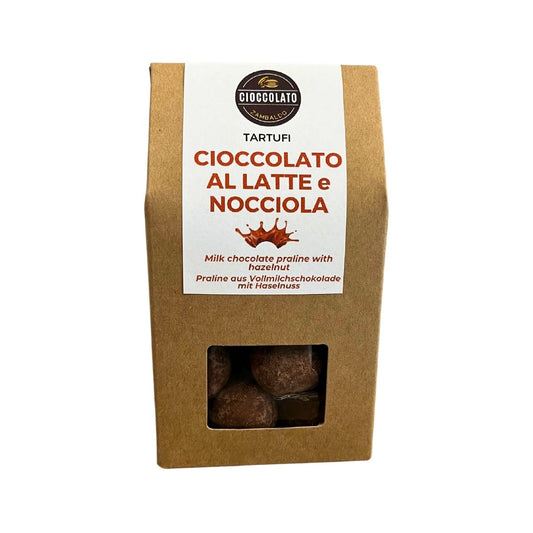 TARTUFI ALLA NOCCIOLA E CIOCCOLATO AL LATTE - Pralina di cioccolato al latte con ripieno di nocciola