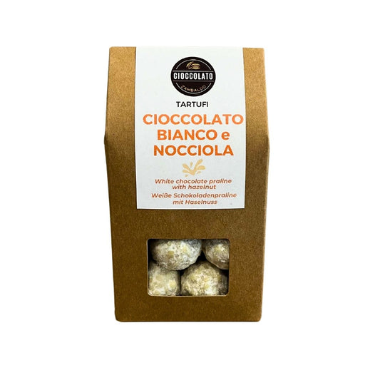 TARTUFI ALLA NOCCIOLA E CIOCCOLATO BIANCO - Pralina di cioccolato bianco con ripieno di nocciola